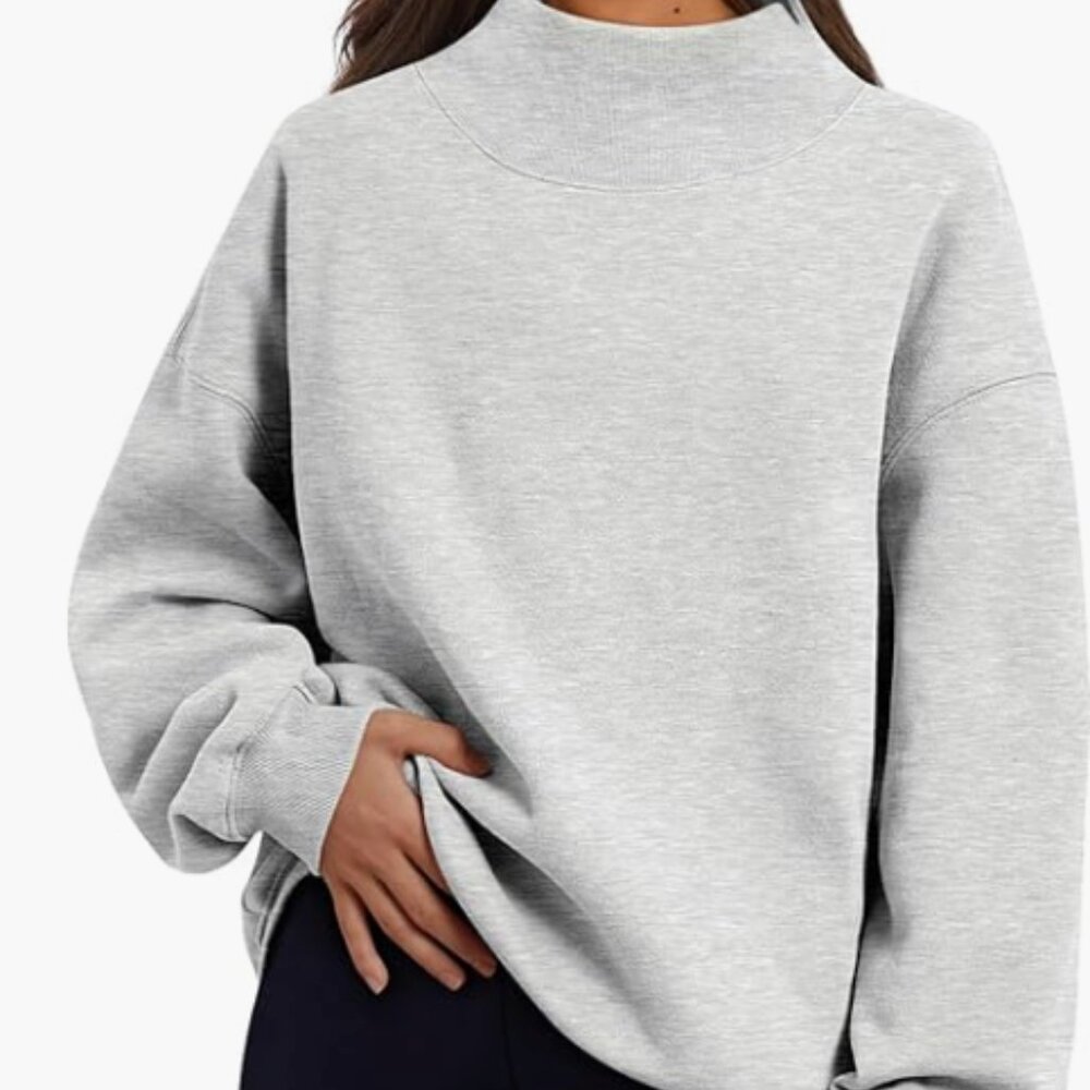 (NEW) Grey Mock Neck Sweater